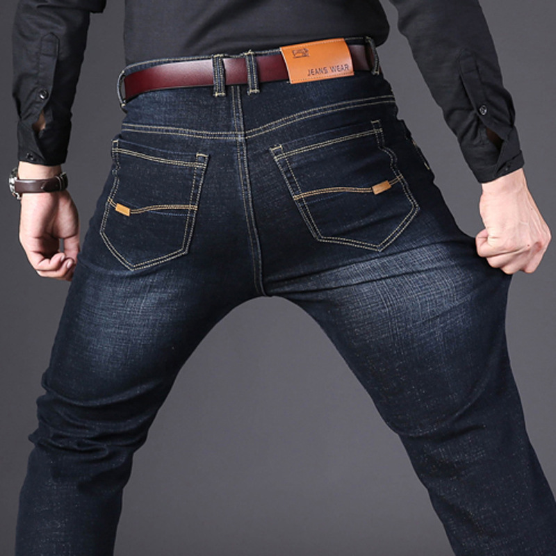 Factory Direct Sale Elastic Loose Straight-Leg Jeans Men's Business Casual Pants Youth Trendy Men's Clothing Pants Dropshipping