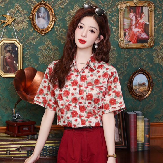 2025 Summer Hong Kong Style Elegant Design Color Shirt All-match Chic French Niche Polo Collar Shirt
