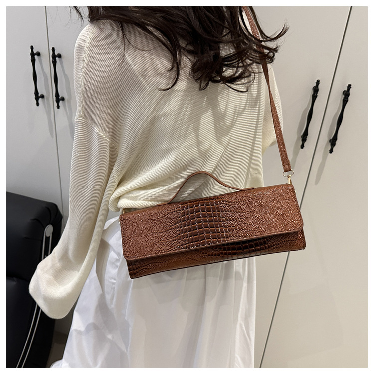 371g Weight Synthetic Leather Lining Material Sewing Thread Fashion Element Flip Cover Closure Type Single Shoulder Strap Strap Type Square Bag Bags Type Casual Occasion Pu Leather Material Crocodile Pattern All Seasons Season Women's Gender Elegant, Streetwear Style Square Shape Women's Pu Leather Crocodile Elegant Streetwear Sewing Thread Square Flip Cover Square Bag 3