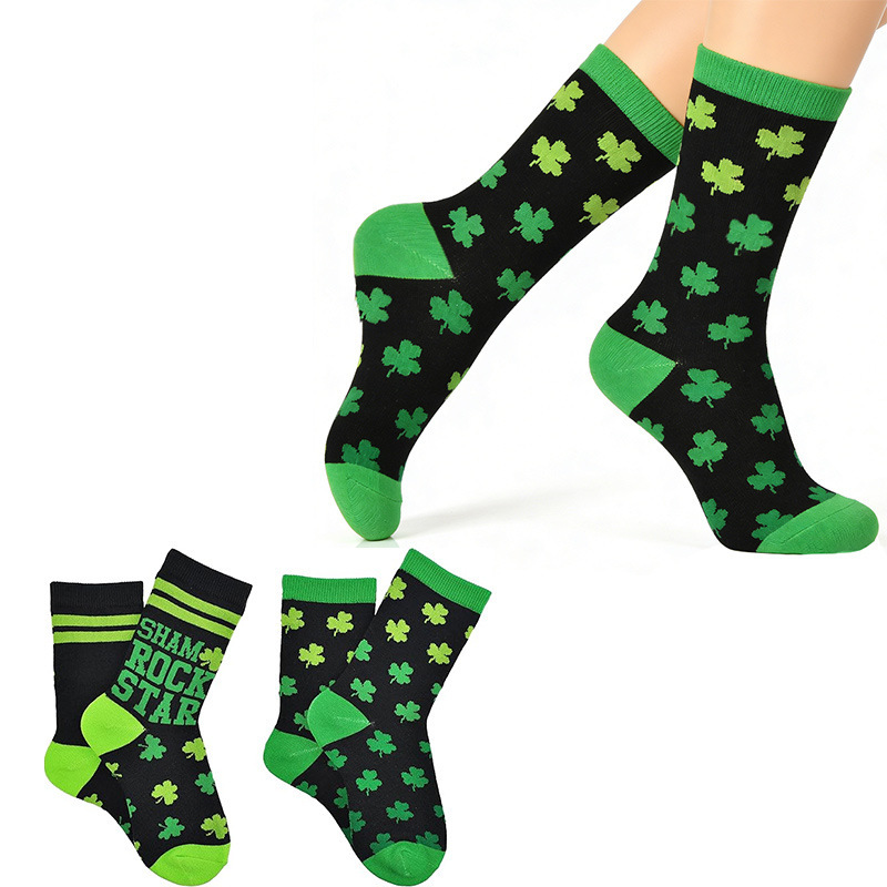 Cross-Border Clover Socks for Foreign Holiday Celebrations and Gift-Giving, Four-Leaf Clover Knitted Cotton Socks, Amazon Unisex Mid-Calf Socks Cross-Border Clover Socks for Foreign Holiday Celebrations and Gift-Giving, Four-Leaf Clover Knitted Cotton Socks, Amazon Unisex Mid-Calf Socks