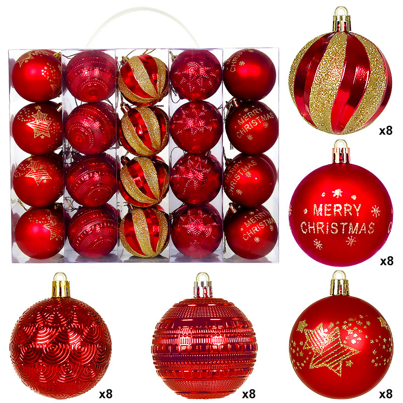Amazon Cross-border Christmas Ball Set 6CM40 bolas decorativas de Navidad bolas pintadas bolas de plástico galvanizado