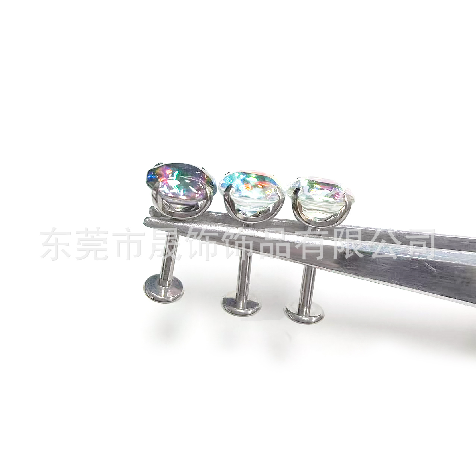 F136 Titanium 八边水母切 Ear Stud 圆底 Prong 炫彩渐变 Cubic Zirconia Helix Cartilage Stud G23 Implant Grade Titanium Jewelry