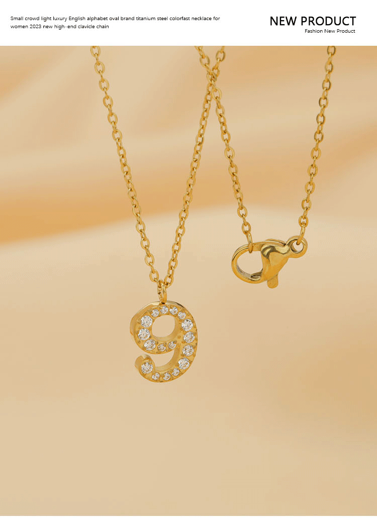 Titanium Steel Material Wholesale Jewelry Simple Style Classic Style Number Titanium Steel Pendant Necklace Cable Chain
