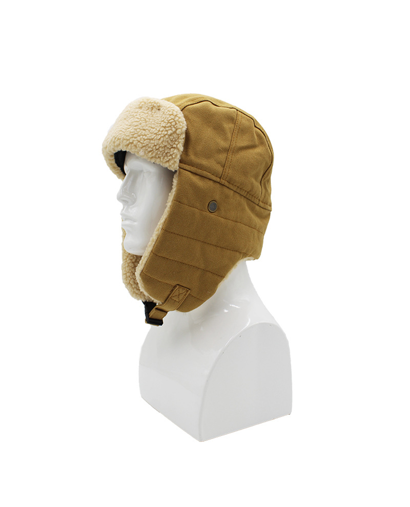 Trapper Hats Canvas Lei Feng hat men's and women's winter cold resistant thick velvet cotton hat riding windproof ear protection pilot motorcycle cap_voghion.com