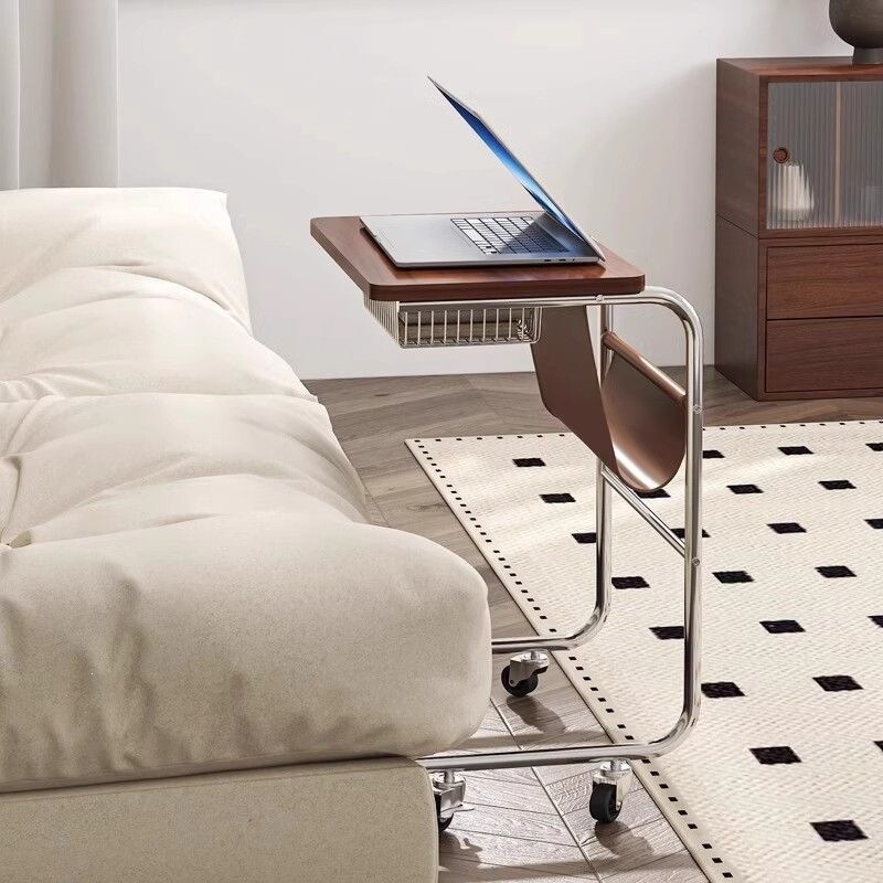 Vintage-style small trolley, movable bedside table, side table, home writing desk, small coffee table, side table, bedside table, computer table