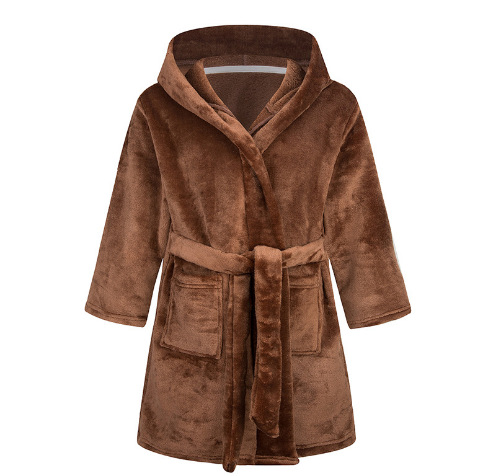 Nuevo camisón de franela para niños europeo y americano de dibujos animados impreso en casa de lana niños y niñas Albornoz más bolsillo de mano entera al por mayor