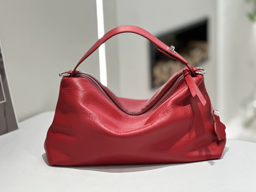 Matte leather shoulder bag, genuine leather