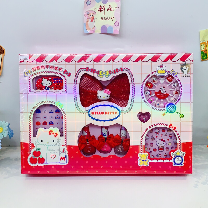 New Cartoon Sanrio Family Series Hello Kitty Creative Nail Sticker Set Girl Series Nail Art Accessories