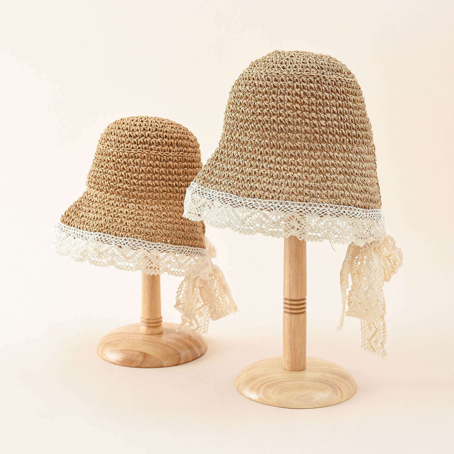 Verano estilo coreano padre-hijo nueva moda encaje sombrero de paja mujer playa niños fresco viaje vacaciones sol sombrero