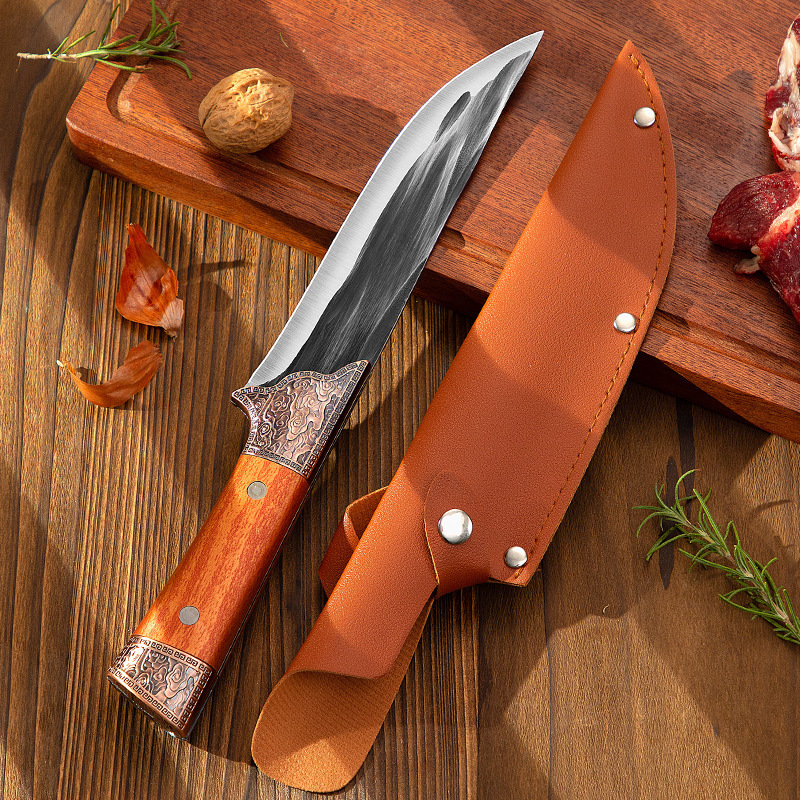 Fábrica directa de cuchillo de hueso de acero inoxidable forjado a mano cerdo matador cuchillo de corte de carne comercial de carne de vaca y ovejas