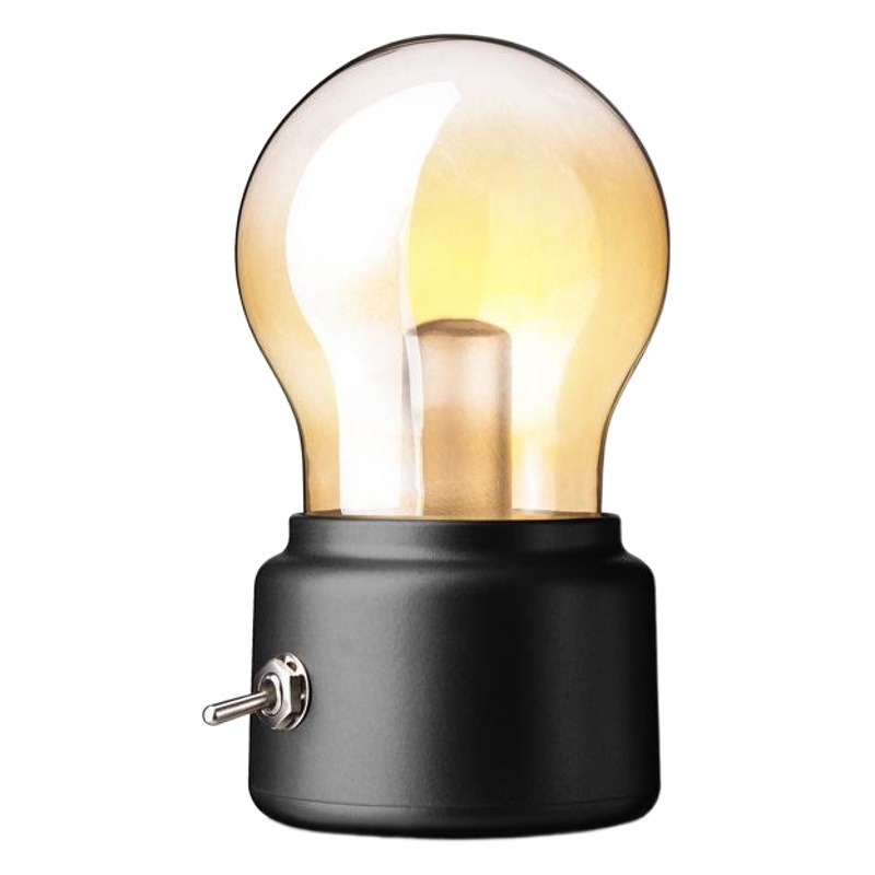 Lámpara nocturna en forma de bombilla, recargable por USB.