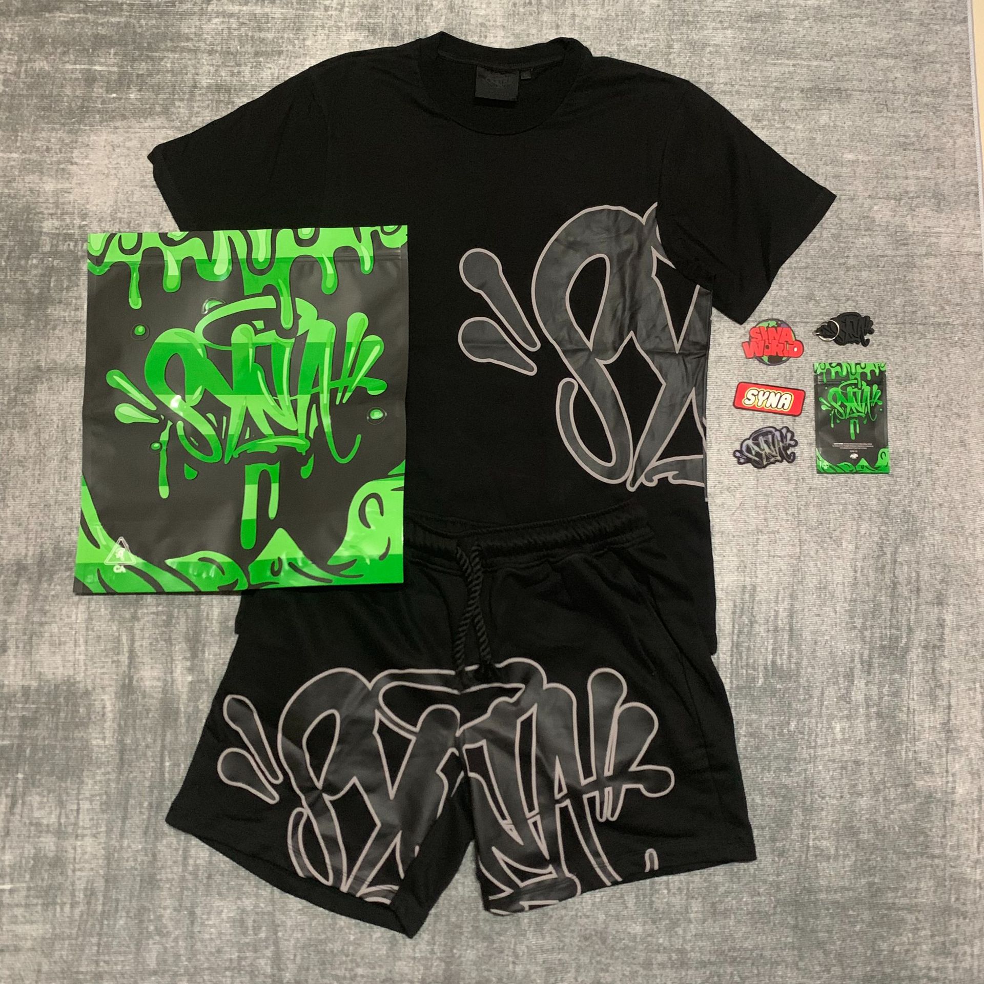 SynaWord Western Style Loose Short Sleeve Y2K Hip-Hop Streetwear Unisex Hoodie Casual T-Shirt Set