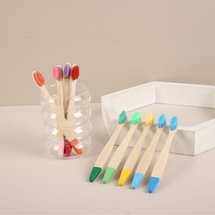 Cross-Border Foreign Trade Environmentally Friendly Tablet Children's Painted Round Nylon Hard-Bristled Bamboo Non-Harming Teeth Biodegradable Toothbrush Wholesale