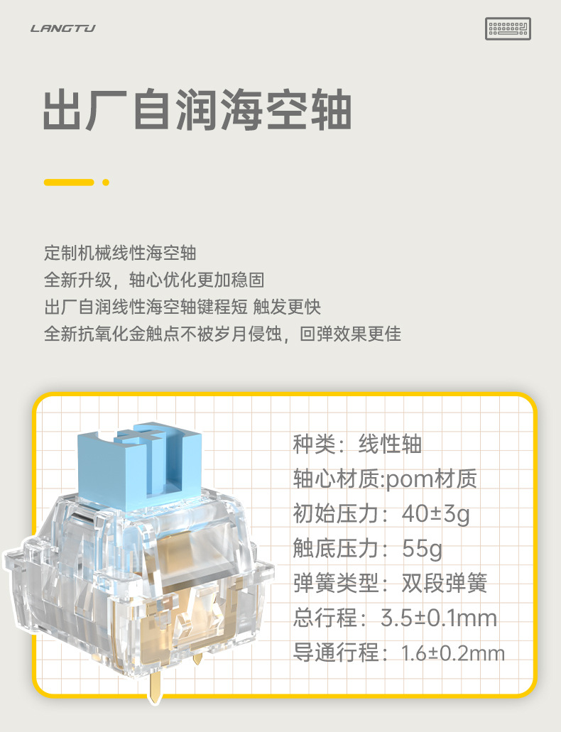 狼途LT84三模RGB蓝牙2.4G有线发光 显示屏DIY 机械键盘海空机械轴详情12