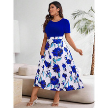 X 40421 Floral print plus size dress ����ӡ����������ȹ