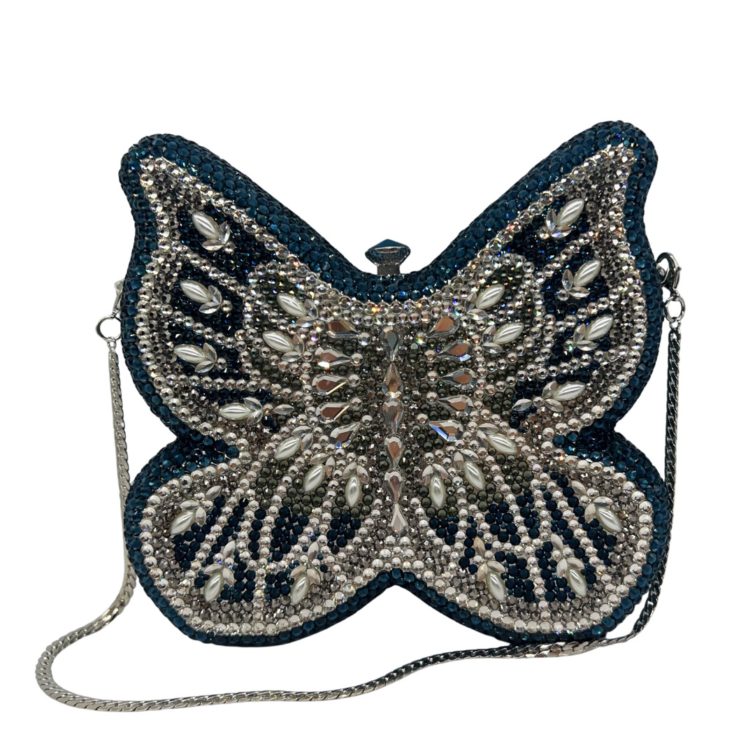 Clutch nữ đính đá cao cấp hình bướm dạ hội — Phấn màu, màu hồng, màu vàng, màu xanh nhạt