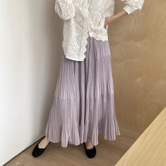 蘭芝服装気質高腰タックスカート女性2025春新モデル痩せ大スカートa字スカート250094
