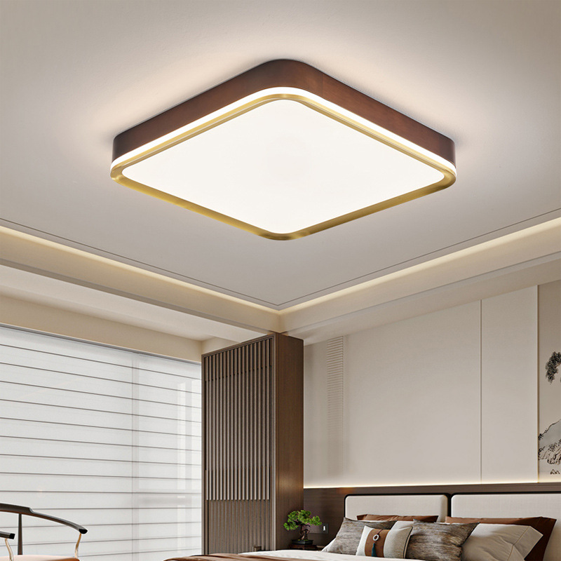 Luz de techo de la sala de estar nueva protección de ojos china comedor dormitorio ultra delgada madera sólida de nuez negra 2026 nueva lámpara de estudio 667L