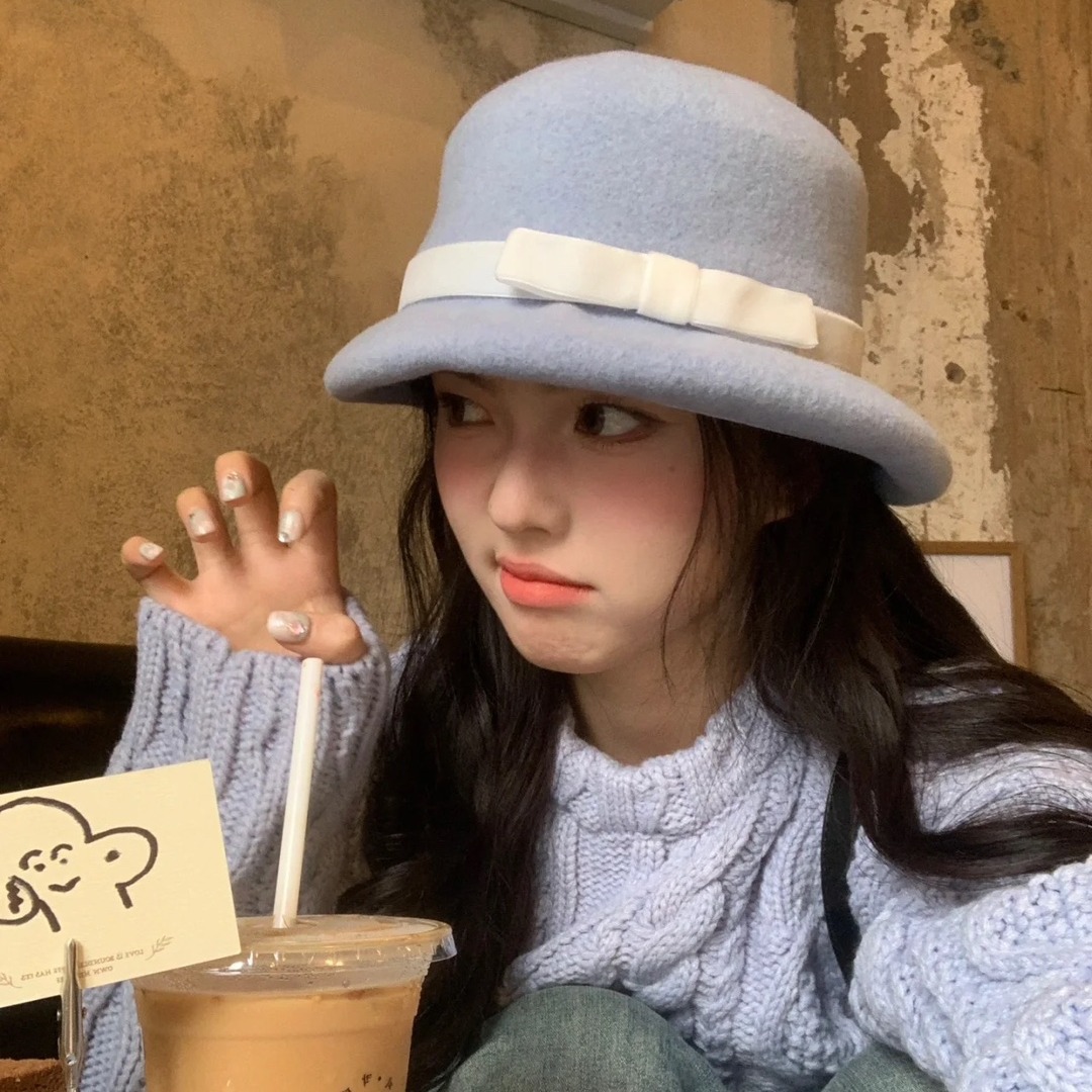 美拉德复古棕色帽子女羊毛渔夫帽高级感盆帽法式小香洋气高端礼帽