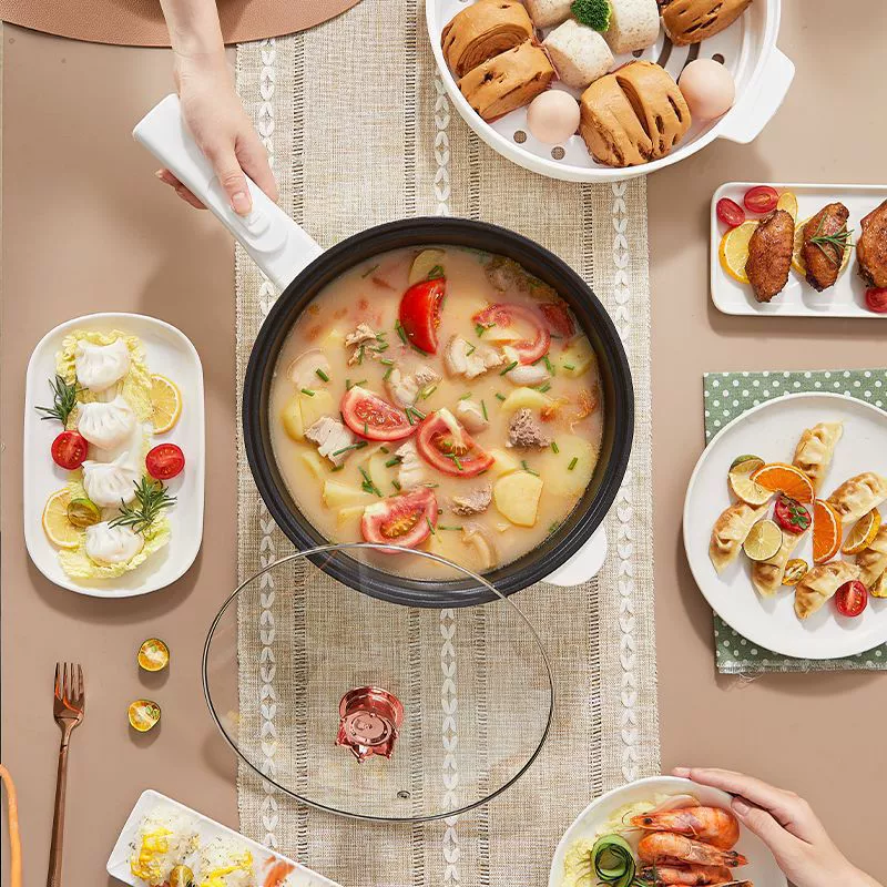 Новая электрическая кухонная плита all-in-one, съемная многофункциональная студенческая сковорода для жарки, электрическая кухонная плита для дома, розовая, надежда на жарку дома