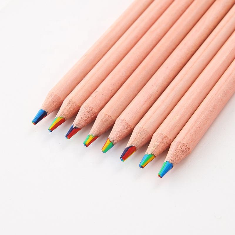 Pequeño Libro Rojo mismo estilo 7 color Arco Iris lápiz estudiante mano cuenta DIY pintura lápiz 7 color gradiente Arco Iris lápiz al por mayor