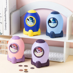 S271 Cartoon Rocket Money Bank, Internet Star, Large Capacity, Anti-Fall, Password Lock Money Bank, Living Room Ornament