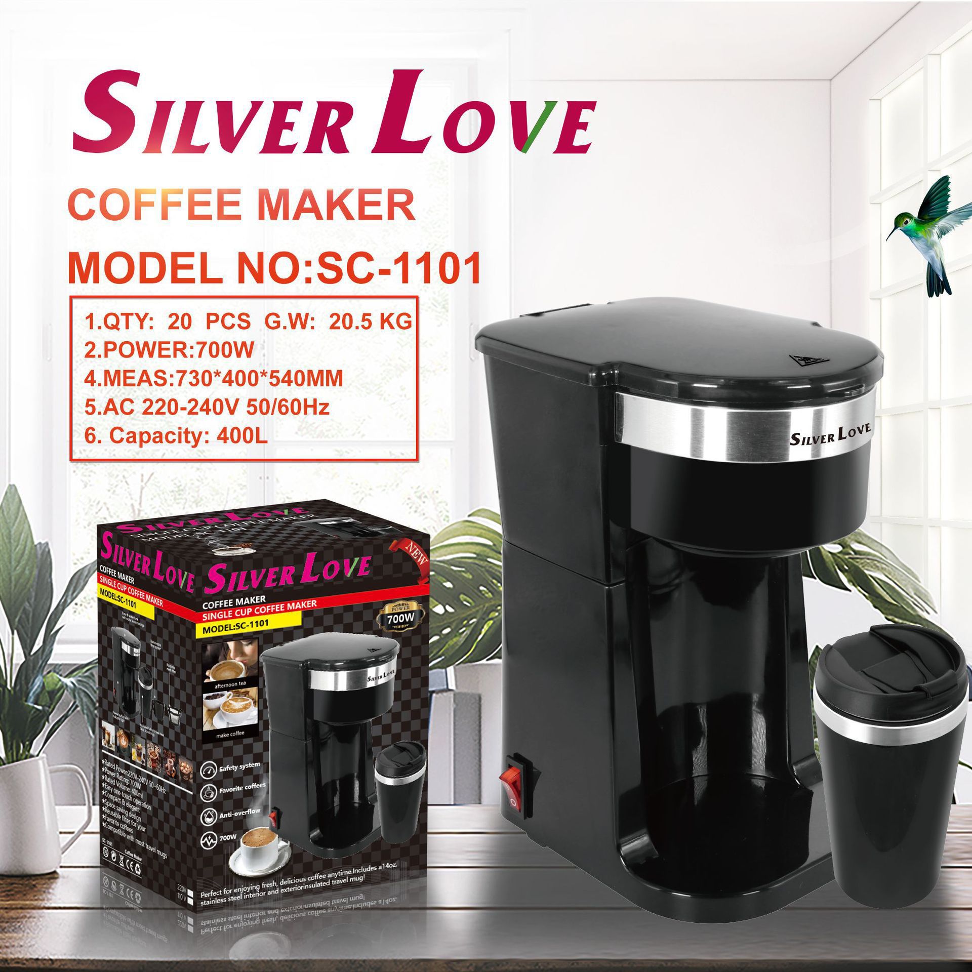 Foreign Trade Export Fully Automatic Household Small Portable Coffee Machine Office Mini American Drip Coffee Machine