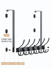 WBZ7無痕免釘門後掛鈎4.5cm厚門 臥室門上衣服掛架超長款不鏽鋼衣