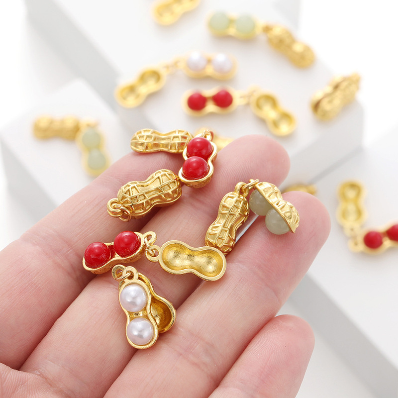 New Explosive Good Peanut Alloy Glass Pendant Gold Pendant DIY Bracelet Necklace Accessories New Explosive Good Peanut Alloy Glass Pendant Gold Pendant DIY Bracelet Necklace Accessories