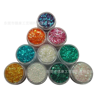 供应不规则幻彩片春色牌滴胶橡皮泥文具手工艺品装饰金葱粉5g