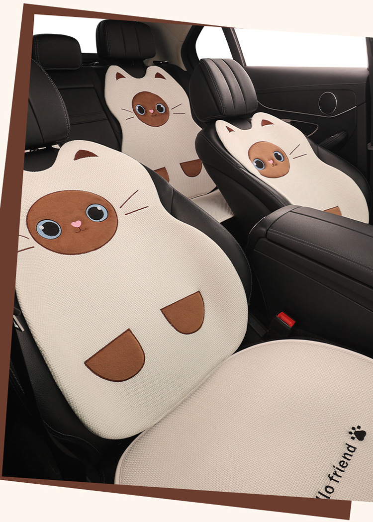 Car Seat Cushion, Universal for All Seasons, Linen Car Seat Cushion Cover, Full Cotton and Linen Breathable Female Car Cushion, Car Seat Cover Single Piece