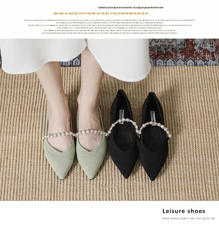 Sapatos femininos novos de bico fino, calçados baixos versáteis, boca rasa, sapatos de avó com sola macia e salto baixo, 2024, início da primavera_voghion.com