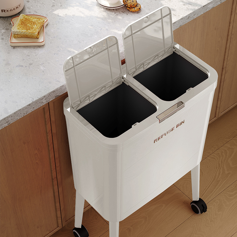 2025 nuevo contenedor de basura de cocina creativo sin doblarse y presionar la tapa abierta se puede quitar el resto de la cocina contenedor de basura de pies altos estrechos