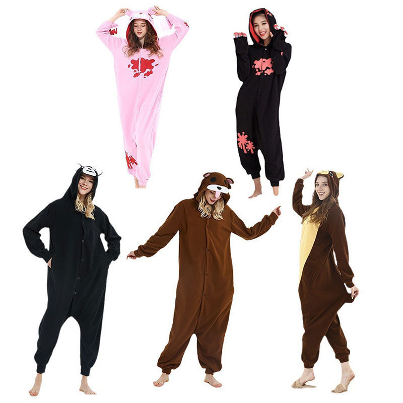 Cross-border wholesale cartoon one-part pajamas violent bear series couple pajamas party costumes fleece home clothes
