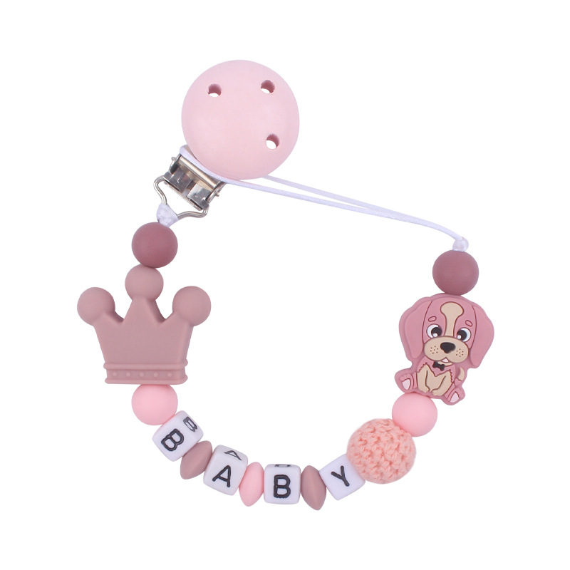 Suministros de bebé de silicona chupete Cadena de dibujos animados animal perro mordedura de silicona molar Cadena de juguete Nuevo