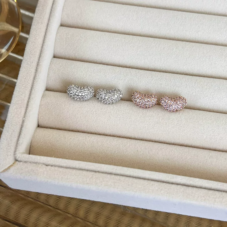 Серьги с серебряной иглой, дизайн, золотистый циркон, серебро 925, лёгкая роскошь, тренд сезона, 18 карат, розовое золото, микроинкрустация