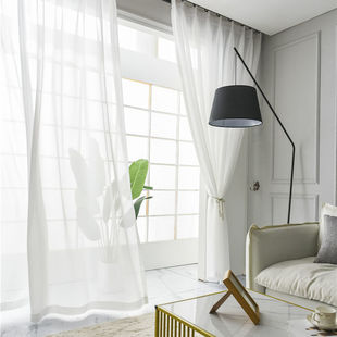 Ultra-high door-width Diamond gauze vertical white gauze curtain bedroom sand anti-hook silk living room balcony decorative window curtain