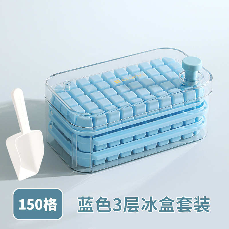 Presione la rejilla de hielo, cubitos de hielo, molde casero, fabricación de hielo, almacenamiento de gran capacidad, refrigerador doméstico de grado alimenticio con tapa