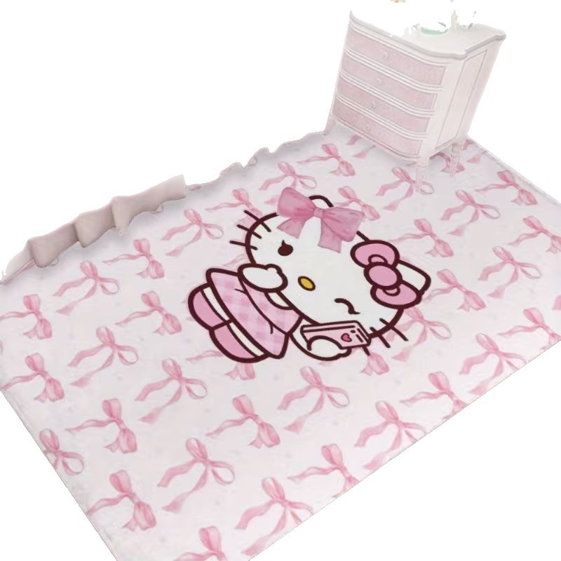 Caricatura encantadora hellokitty habitación alfombra de la cama resistente a la suciedad a prueba de polvo fácil de cuidar alfombra decoración de la sala de estar