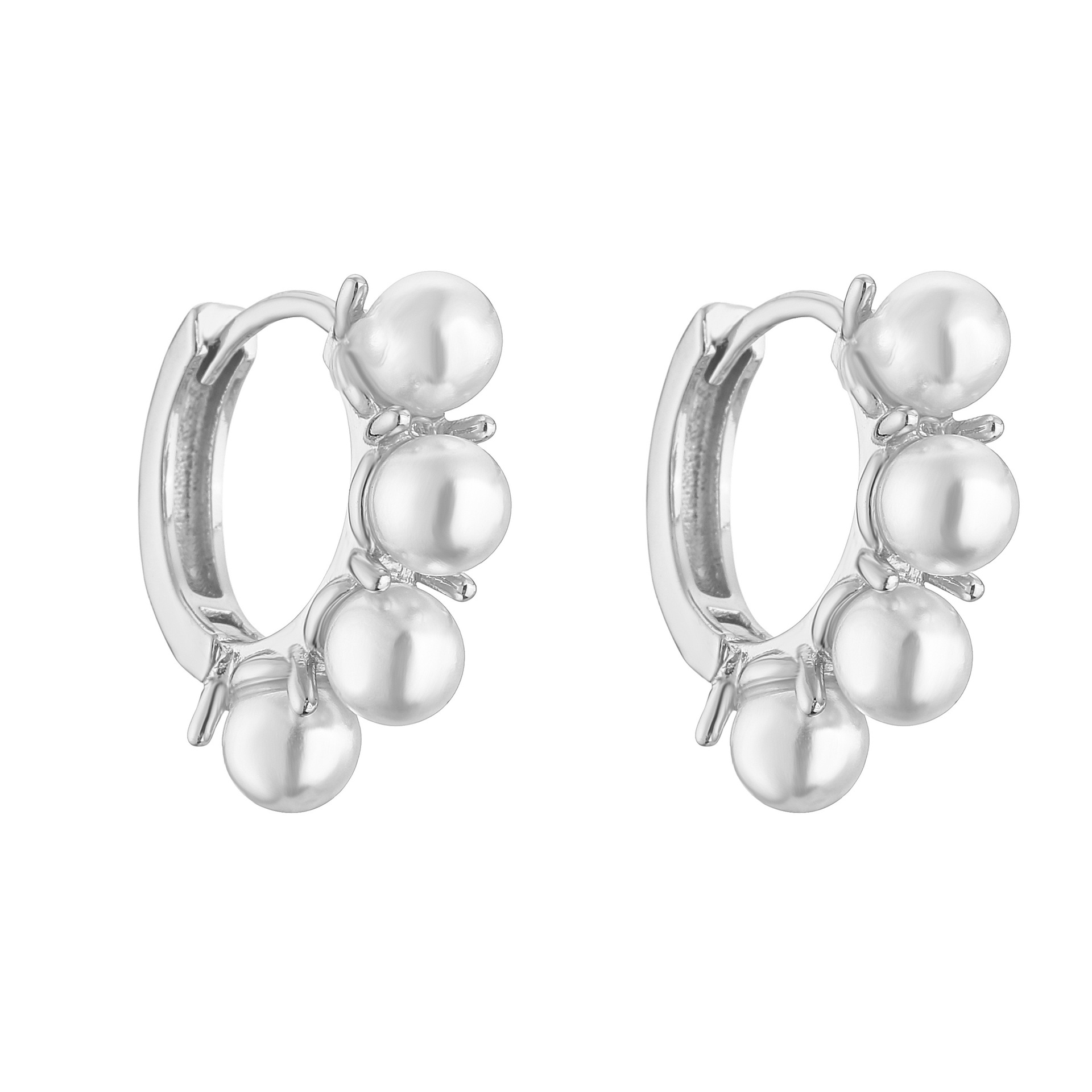 Copper Material Elegant Geometric Copper Inlay Artificial Pearls Zircon Earrings 1 Pair