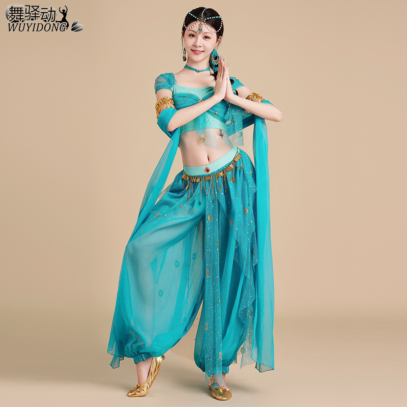 Western Region Dancer Costume for Performance - Dunhuang Princess Belly Dance Dress with Long Skirt and Exotic Style