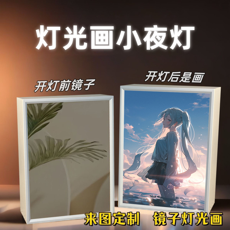 初音ミクミラーライト画高级diyギフト彼女にプレゼントガールフレンドクラスメートインスタ风ルームライト画リビング|undefined
