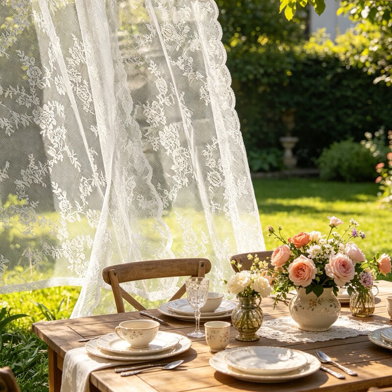 Cross-Border New Style Warp-Knitted Lace Pastoral Outdoor Window Screens, Lace Curtains, Rod-Punched Window Screens, Outdoor Finished Curtains Wholesale Cross-Border New Style Warp-Knitted Lace Pastoral Outdoor Window Screens, Lace Curtains, Rod-Punched Window Screens, Outdoor Finished Curtains Wholesale