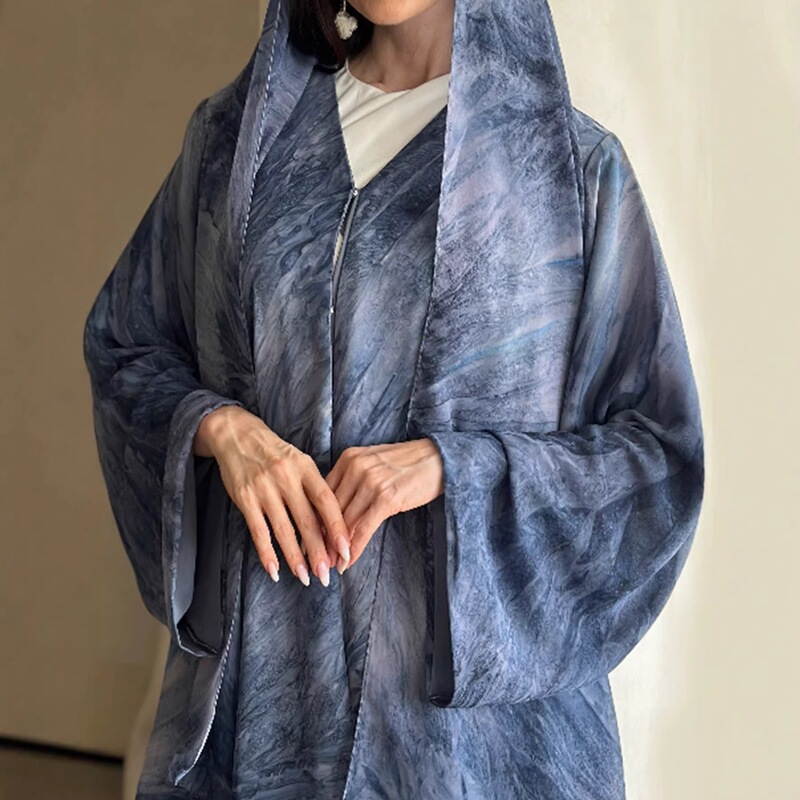 Women's Fashion Tie-Dye Print Spring/Summer Casual Long-Sleeve Coat Robe Elegant Dress for Women