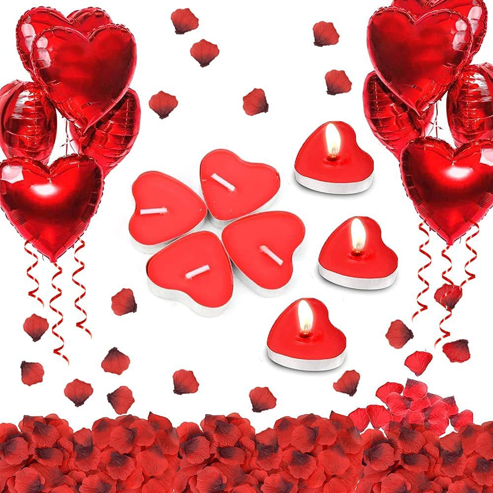 Valentine's Day theme party decoration love candle petal balloon set…