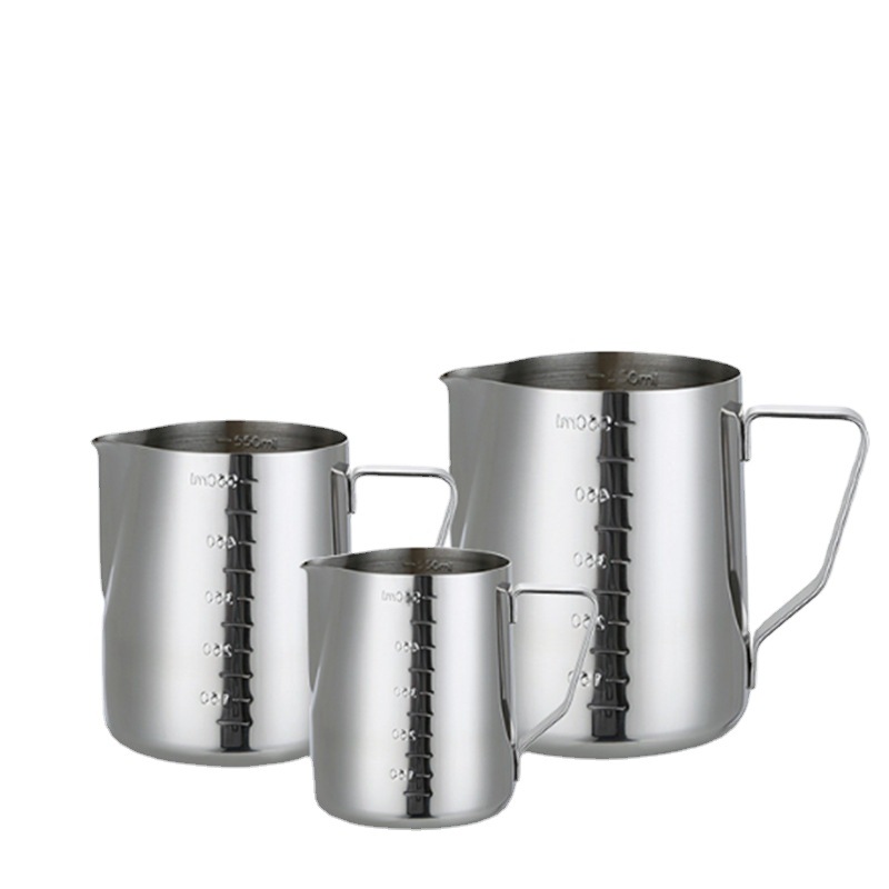 Thickened Stainless Steel Latte Art Cup with Graduated Measuring Cup, Coffee Latte Art Pitcher, Milk Frothing Cup