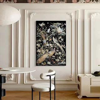 古典国风高端客厅沙发背景墙装饰画玄关餐厅百鸟朝凤图卧室挂画