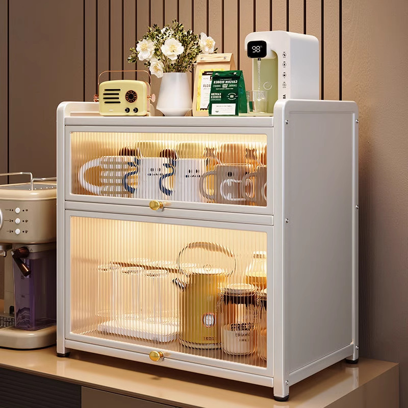 Cup Storage Rack Multi-Layer Dustproof Cup Rack with Door Table Top Water Cup Bottle Storage Cabinet Desktop Storage Rack