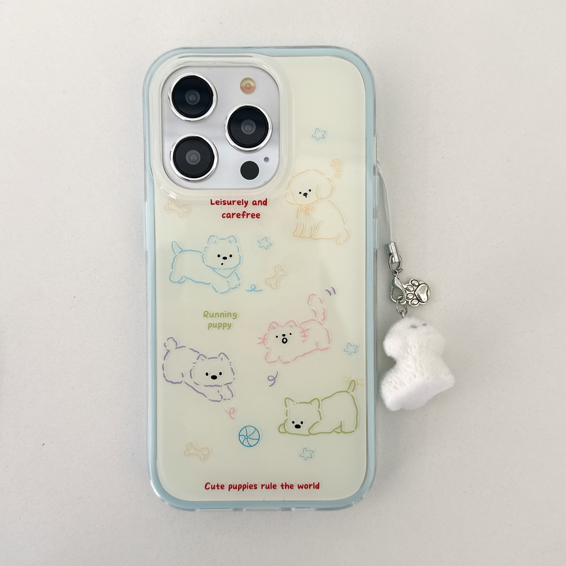 Cachorro de línea linda de dibujos animados para Apple 16ProMax funda para teléfono 15Pro simple 14PM femenino 15/16PM