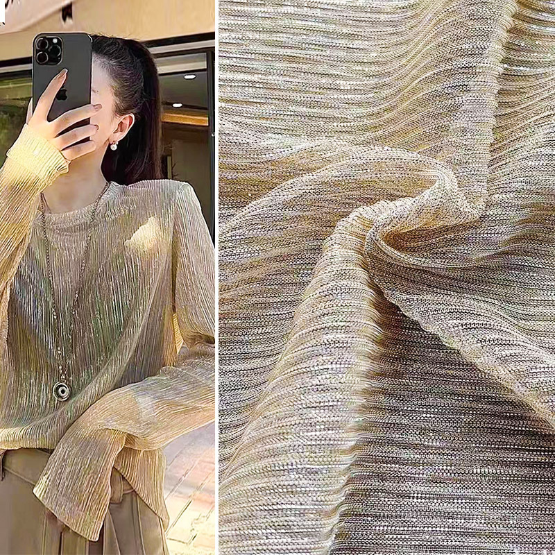 Slide silk folding folding fabric gradient gold and silver silk flash mesh composite fabric bright silk cloth gold silk factory direct sales Slide silk folding folding fabric gradient gold and silver silk flash mesh composite fabric bright silk cloth gold silk factory direct sales
